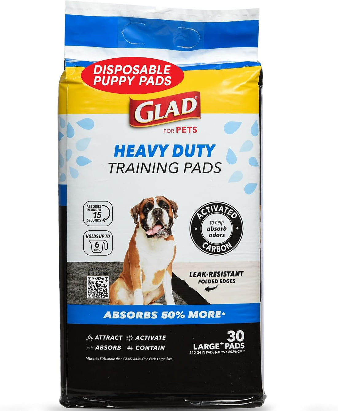 Glad for Pets XL Charcoal Training Pads, Heavy Duty, 24x24 in