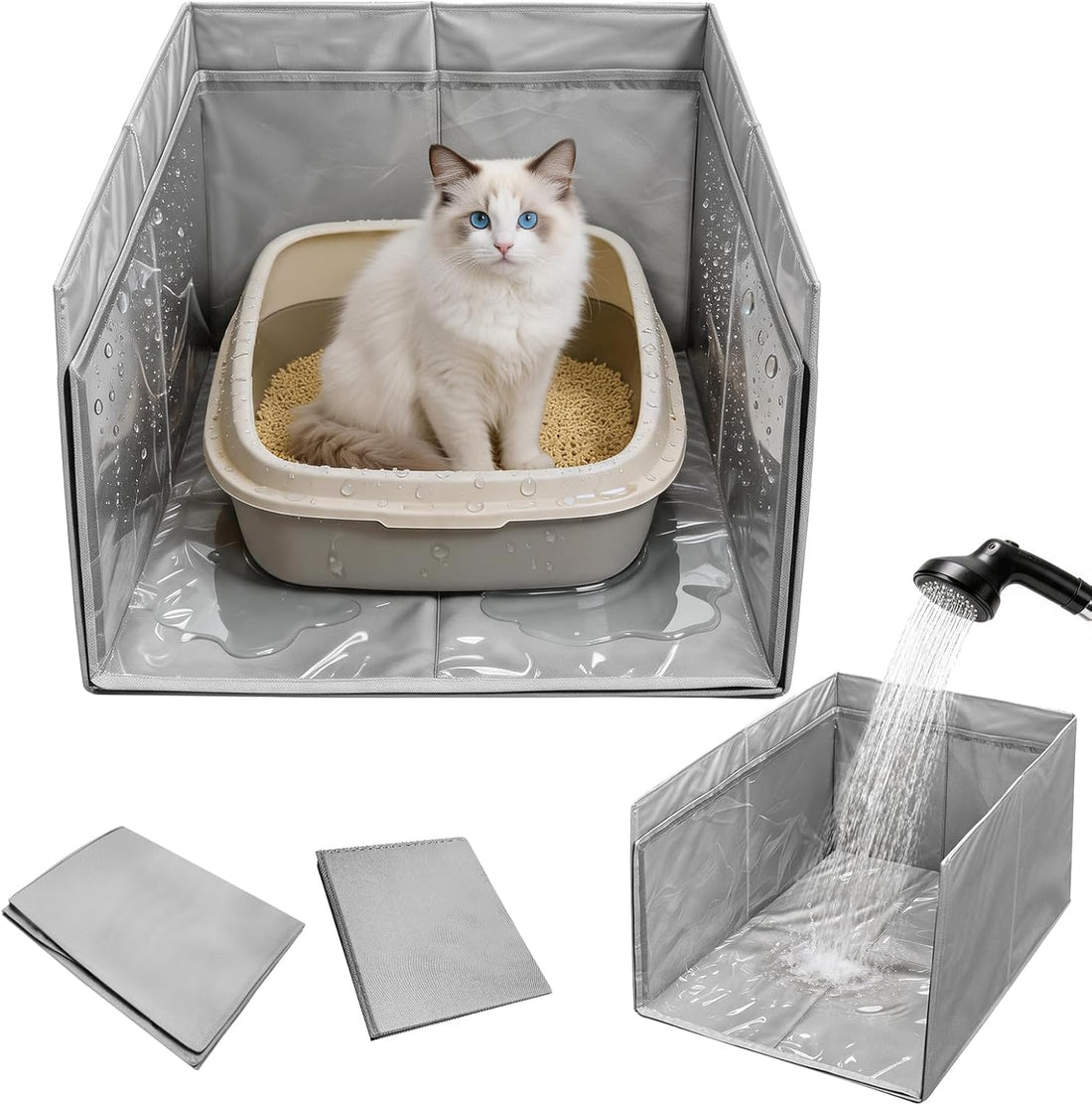 26.3x21.2x16.5 Inch Cat Litter Box Enclosure Splash Guard