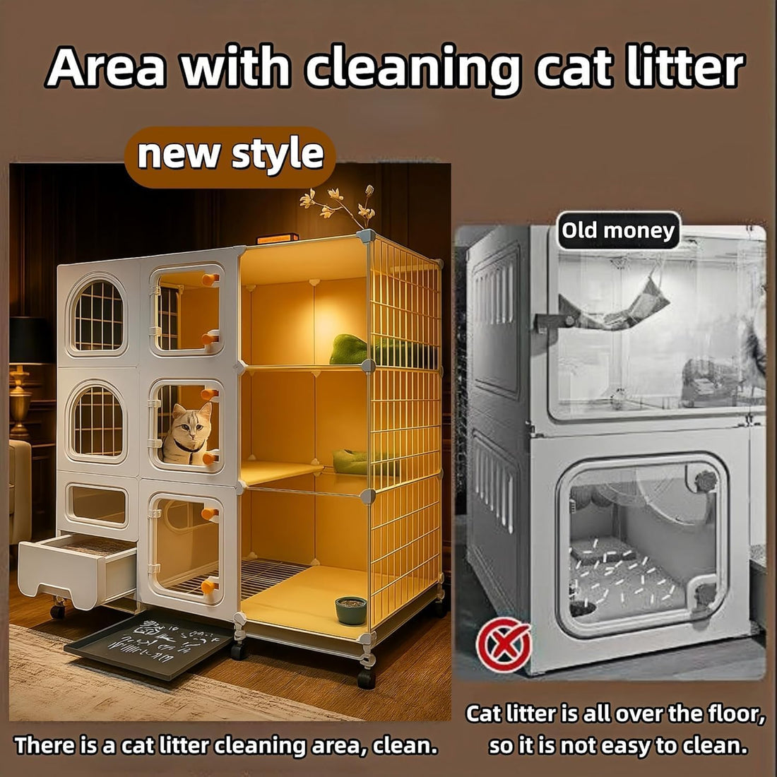 Indoor cat cage with Litter Box, Complimentary Cat Bed