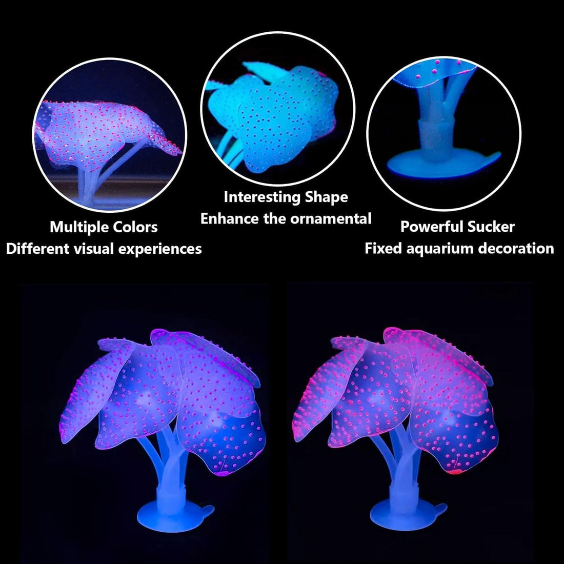 kathson 6PCS Glowing Effect Fish Tank Decors Silicone Glow Kelp Plant