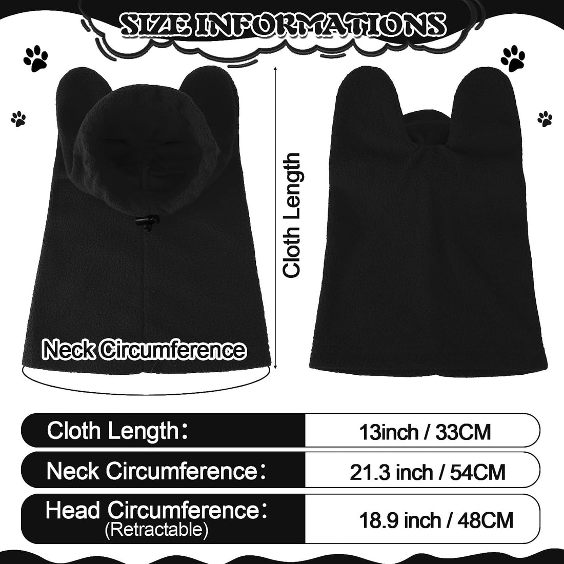Winter Dog Hat Ear Muffs Pet Neck Warmer Hood with Ears
