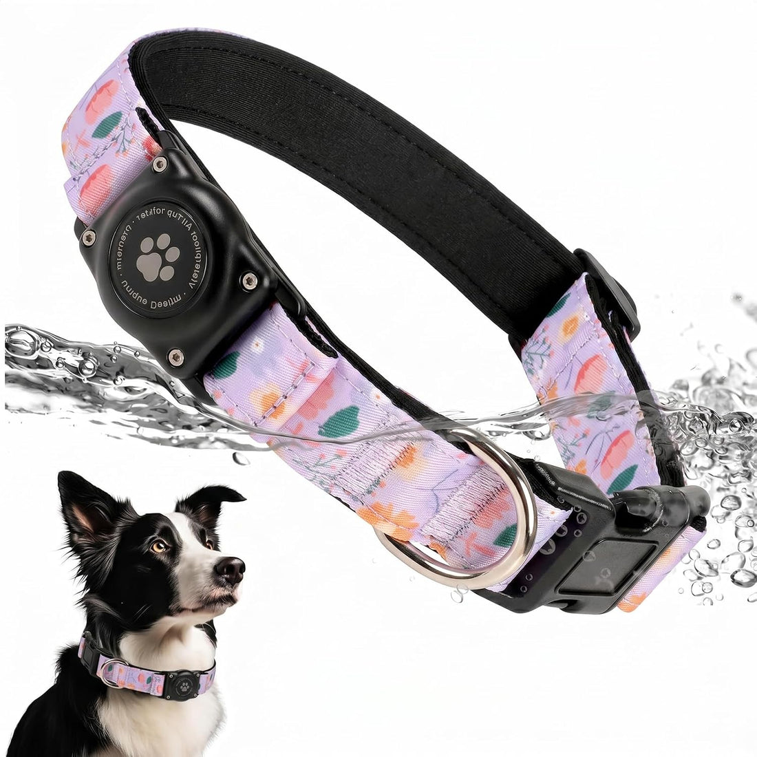 Upgrade Dog Collar with AirTag Holder, IP68 Waterproof, Blue, M