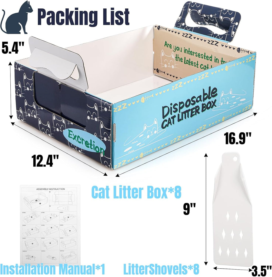 Hiceeden 8 Pcs Disposable Litter Box for Cats