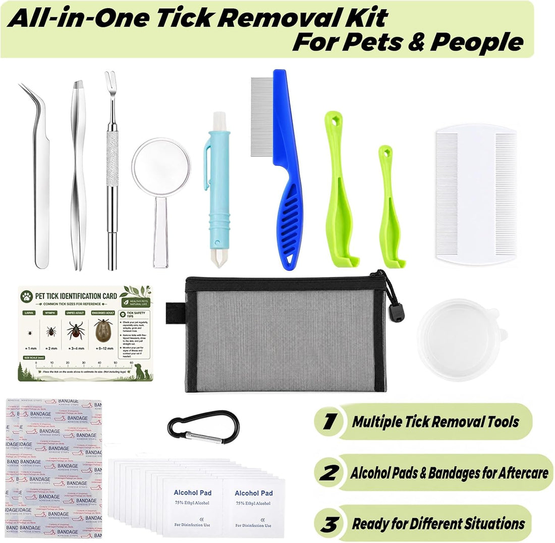 43Pcs Tick Removal Tool Set for Dogs, Cats and Pets