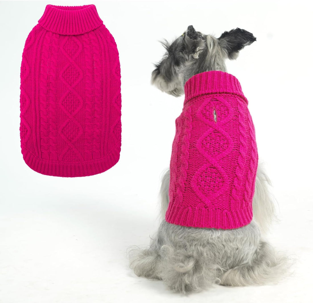 BINGPET Dog Sweater for Small Medium Dogs, Turtleneck Knitted Clothes