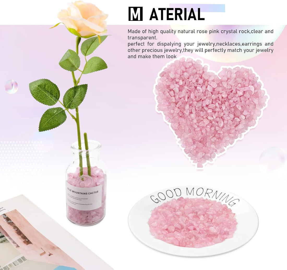 Twdrer 2lb Natural Rose Pink Quartz Crystal Chips