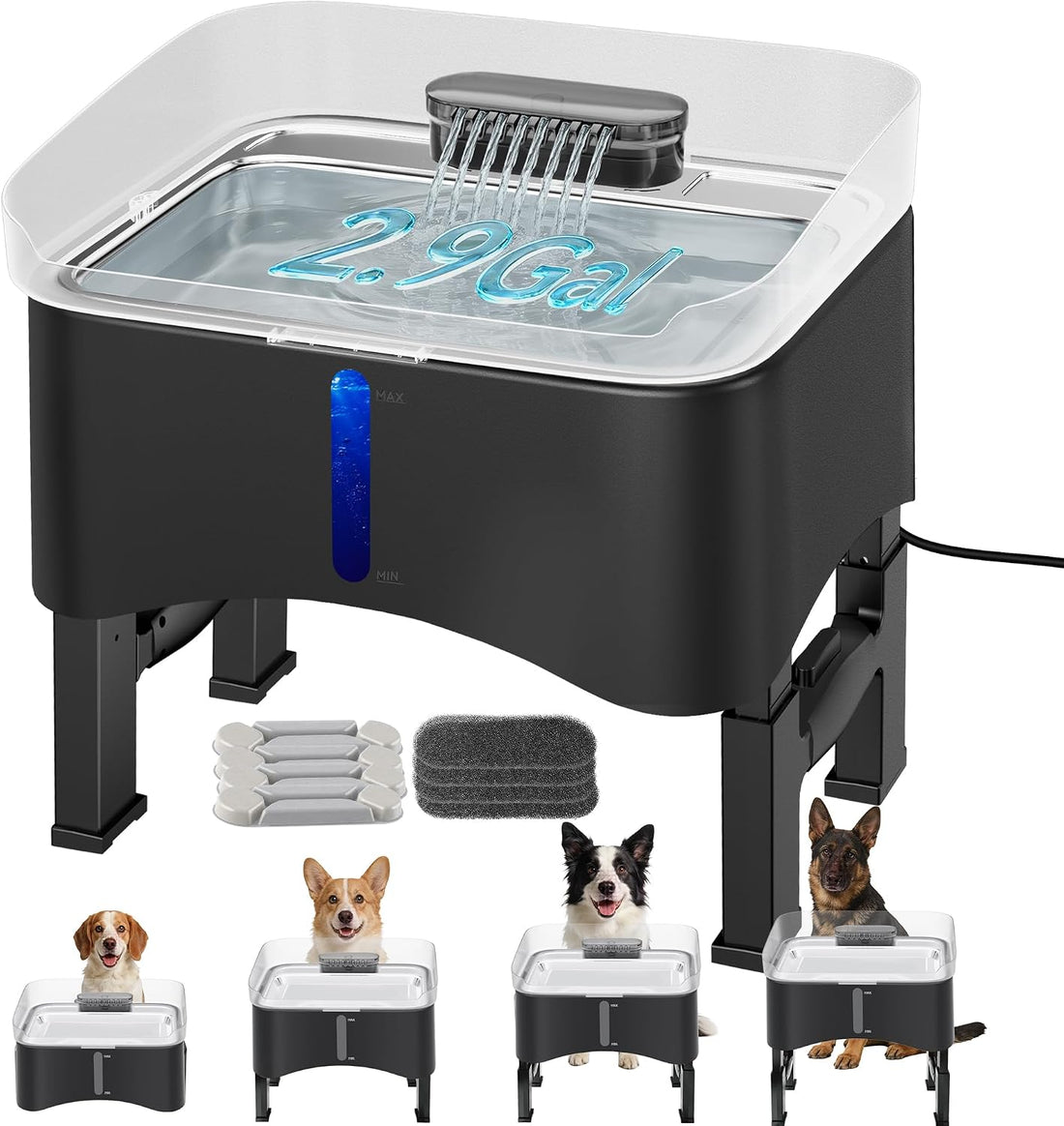 UPSKY 11L Elevated No-Spill Dog Water Fountain with 4 Adjustable