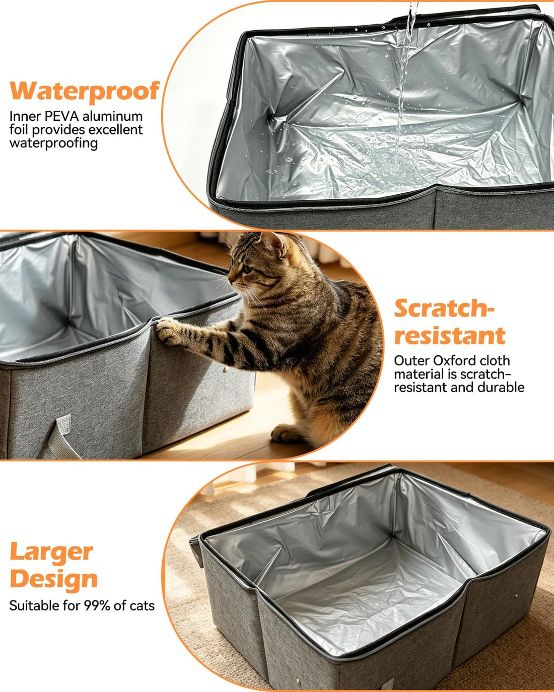 CloudValley Portable Extra Large Travel Litter Box for Cats