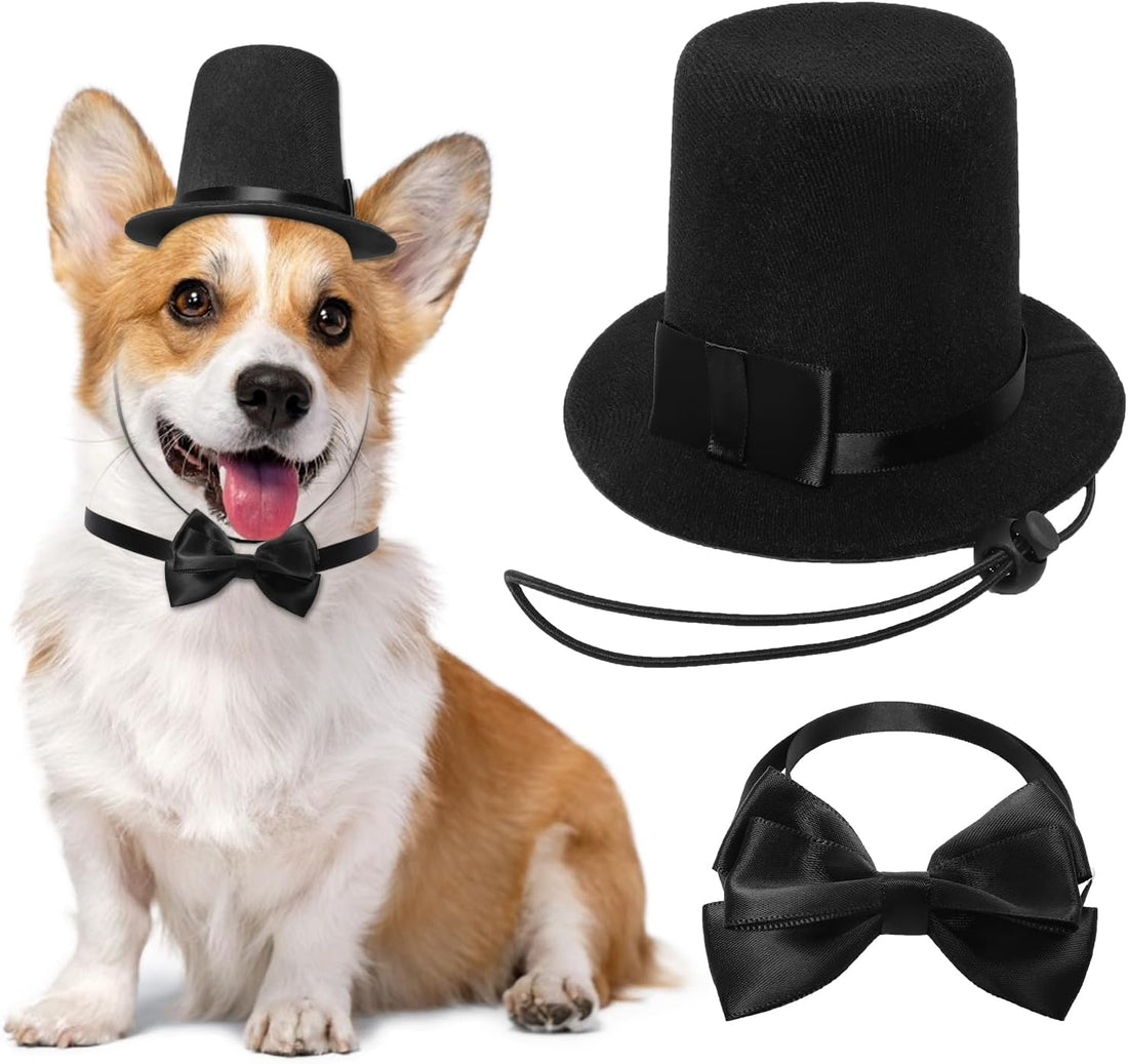 Pet Formal Accessories Set 2 Pcs Dog Costume Top Hat with Formal Pet
