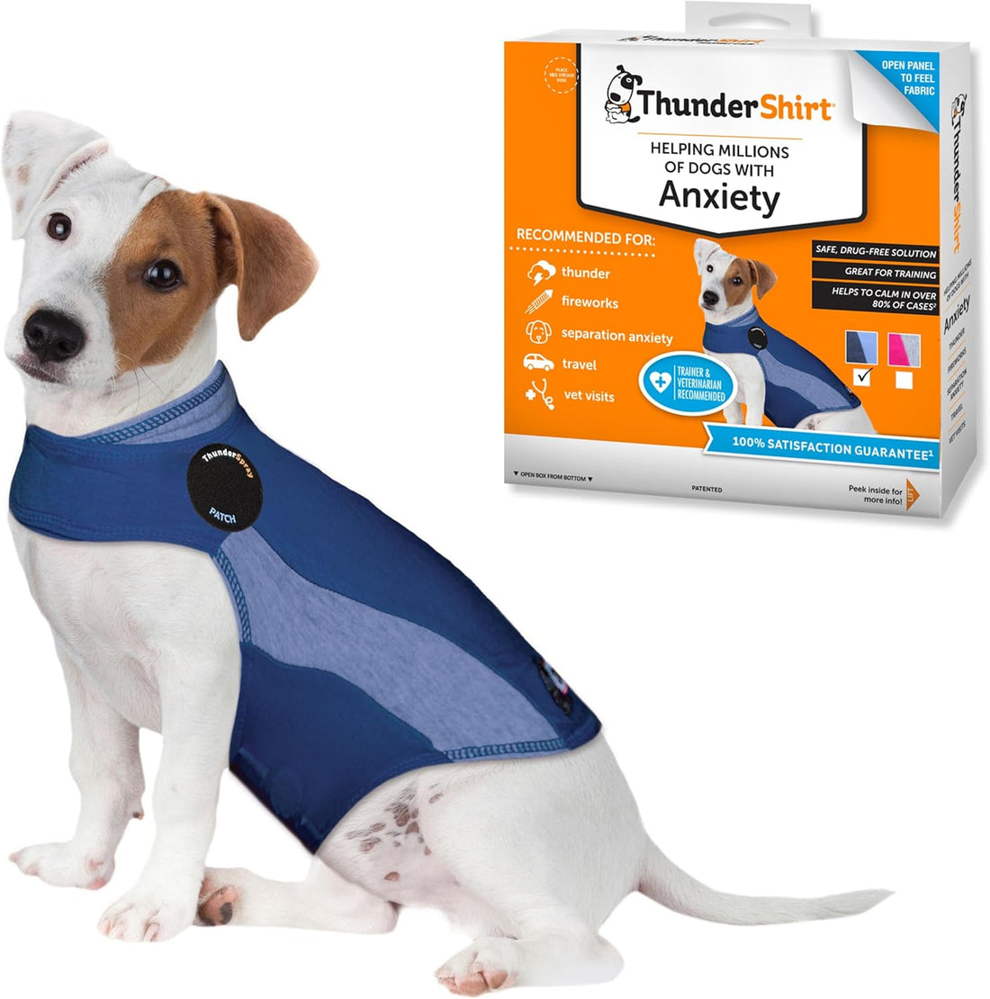 ThunderShirt for Dogs Calming Anxiety Vest, XX Large, Blue Polo