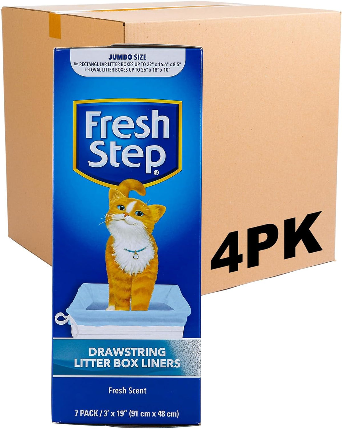 Fresh Step Drawstring Cat Litter Box Liners, Scented, 3 ft x 19 in