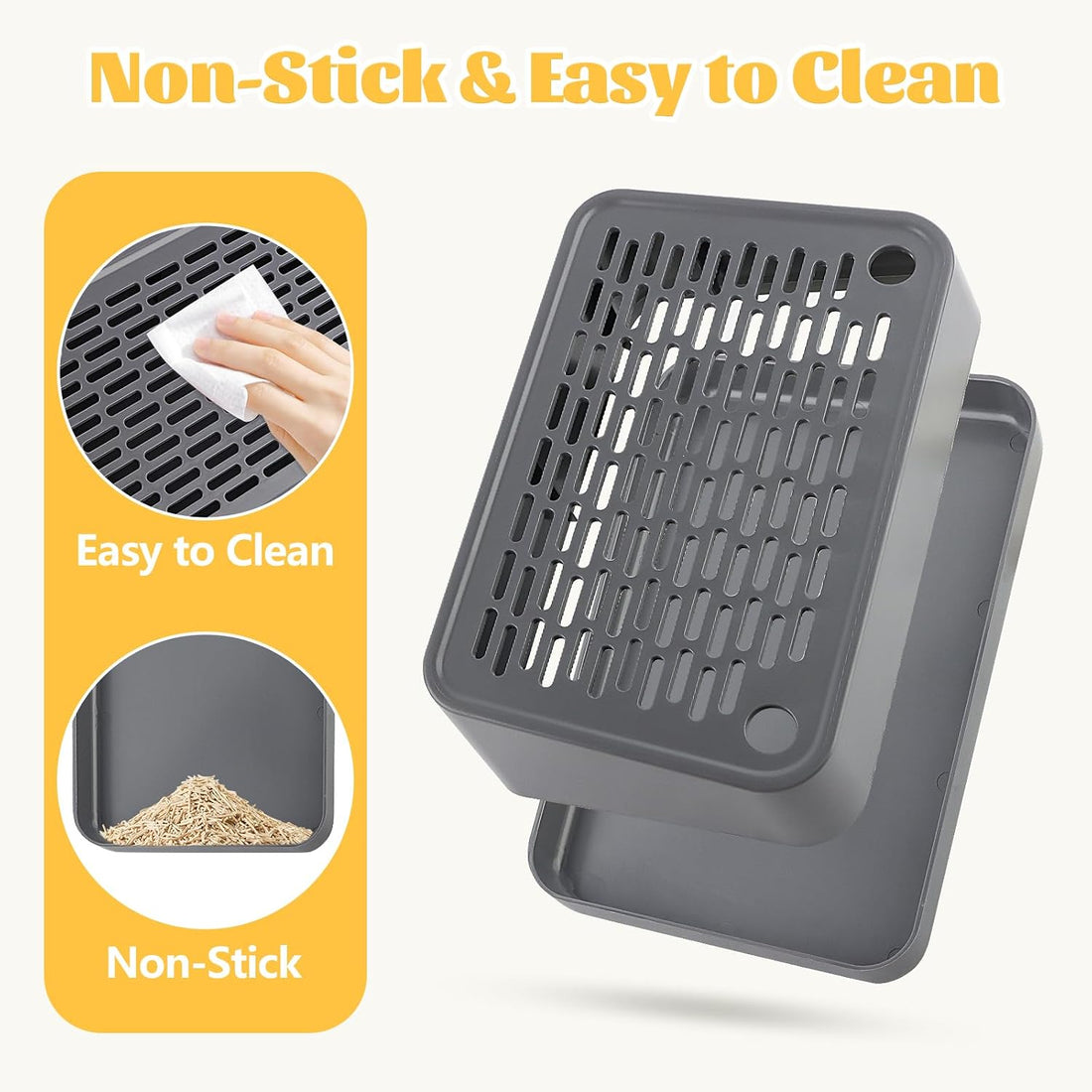 Litter Box Step, Cat Ramp Step Catcher with Filter Function, Grey