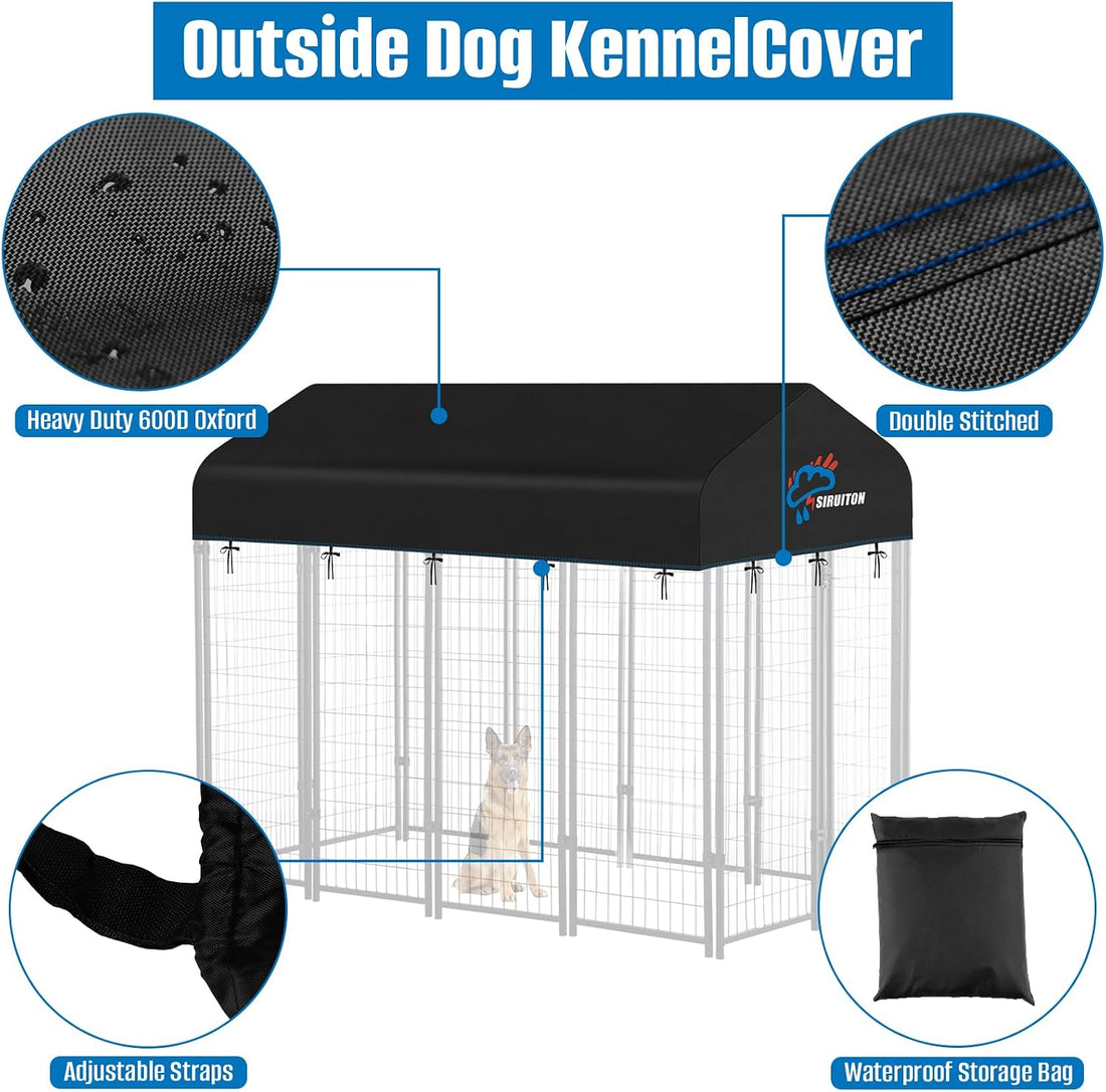 SIRUITON 8x4FT Outdoor Dog Kennel Replacement Cover,Heavy Duty 600D