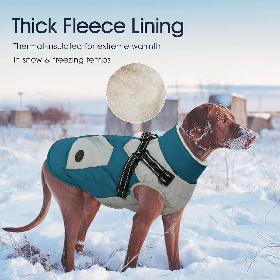 Dog Coat for Large Dogs Waterproof Dog Winter Jacket with Harness