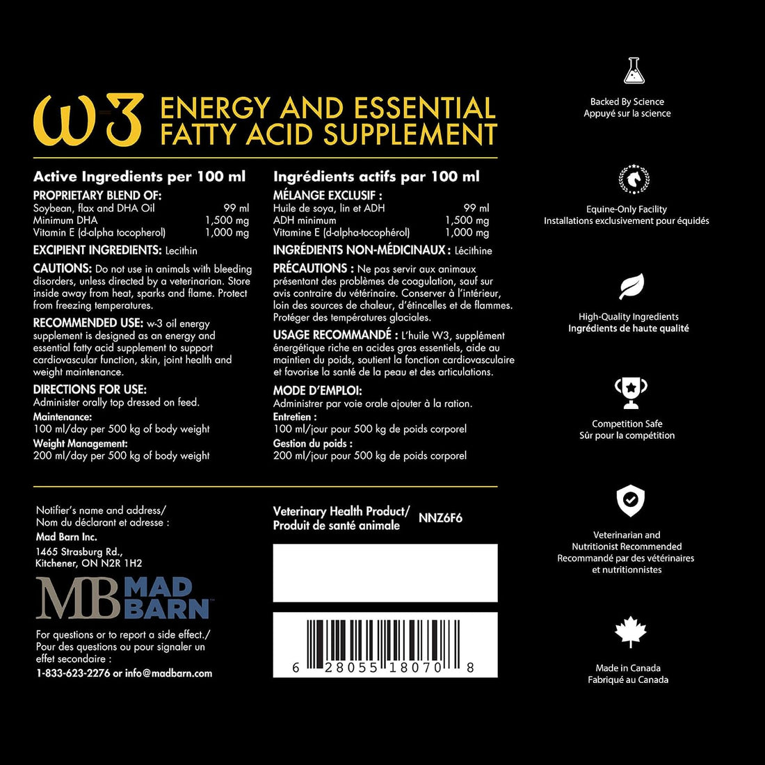 Mad Barn - W-3 Oil 5 L with Omega-3 DHA & Natural Vitamin E