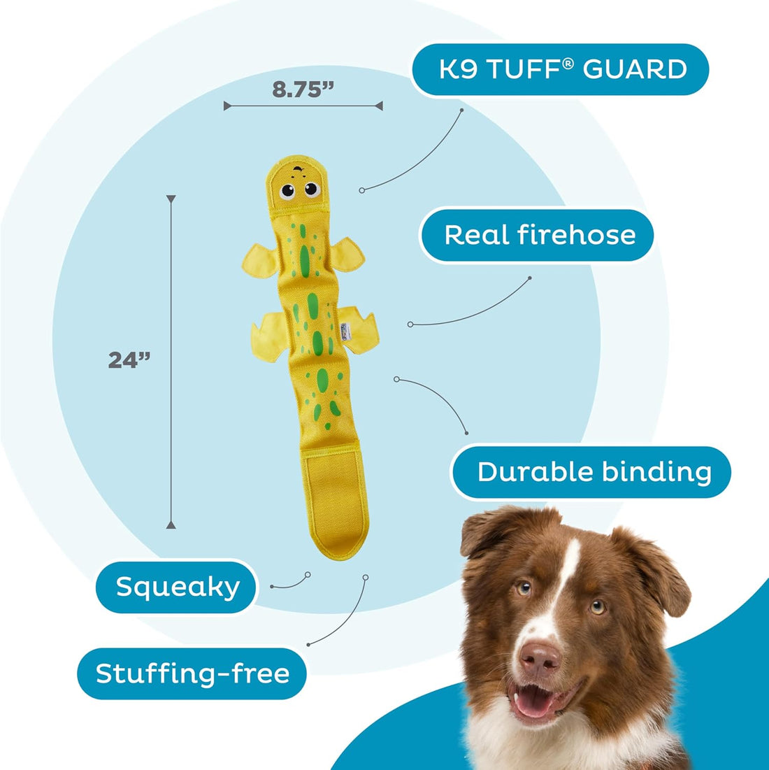 Outward Hound Fire Biterz Lizard Tough Chew Dog Toy, Plush & Squeaky