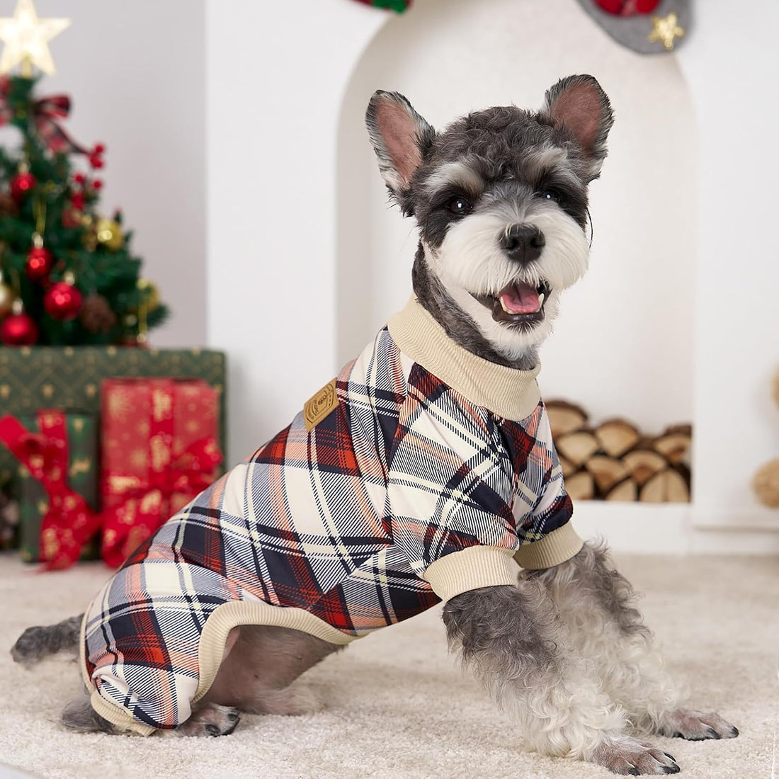 XPUDAC 4 Pack Dog Pajamas for Small Dogs Cats Plaid Doggie Clothes