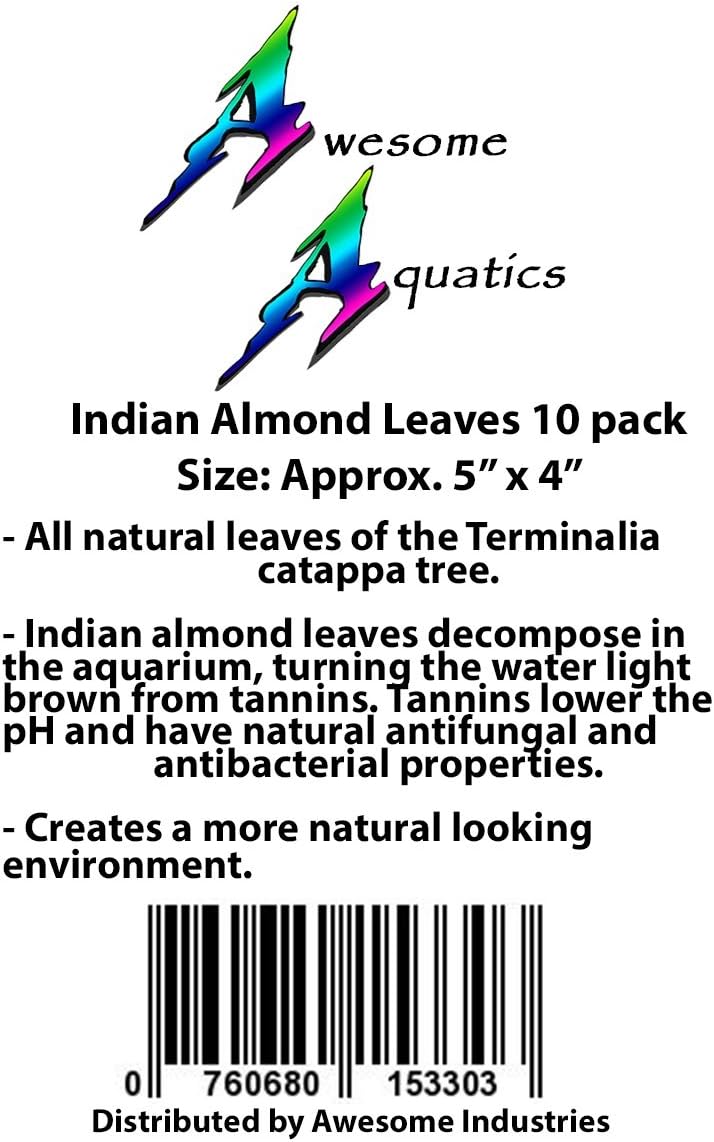 Awesome Aquatic Aquarium Catappa Indian Almond Leaves, 10 Count