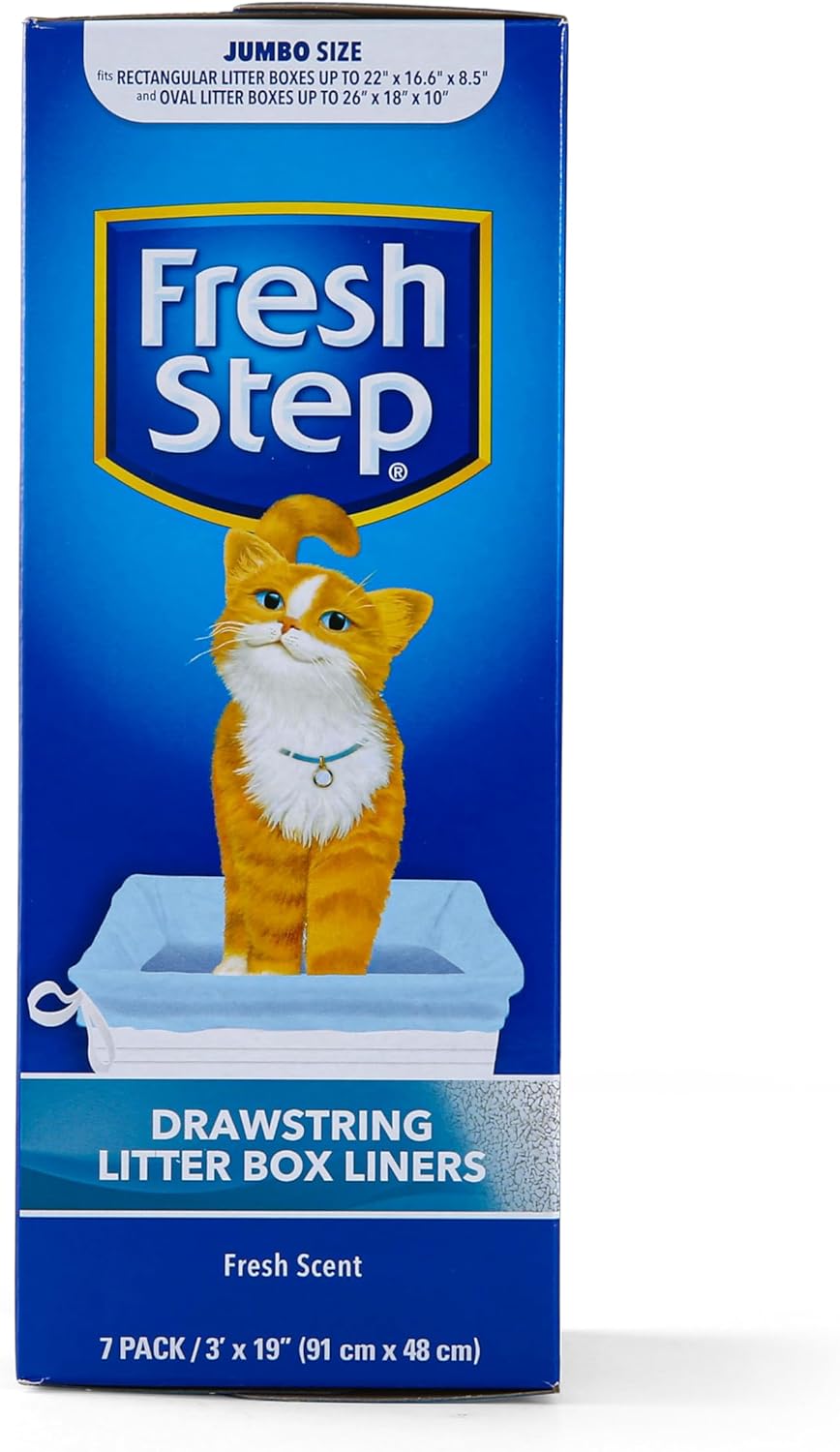 Fresh Step Drawstring Cat Litter Box Liners, Scented, 3 ft x 19 in
