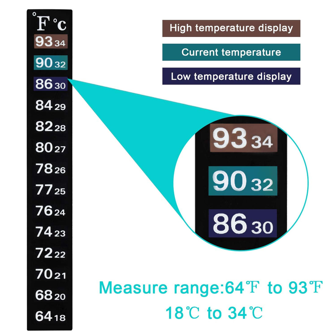 BBTO 20 Pcs Aquarium Thermometer Sticker Temperature Strip for Fish