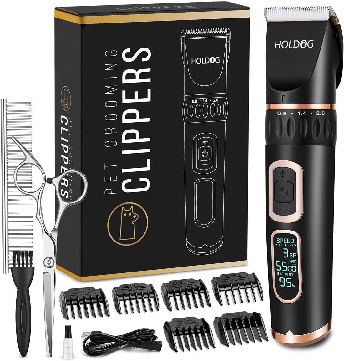 Dog Clippers Professional Heavy Duty Grooming Clipper 3-Speed Low