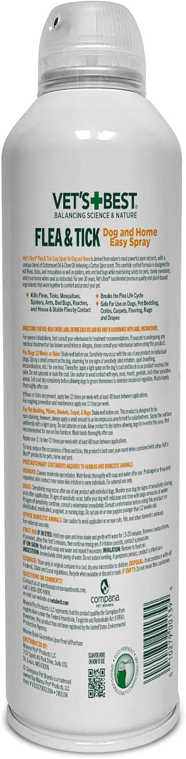 Vet's Best Natural Flea and Tick Easy Spray for Dogs