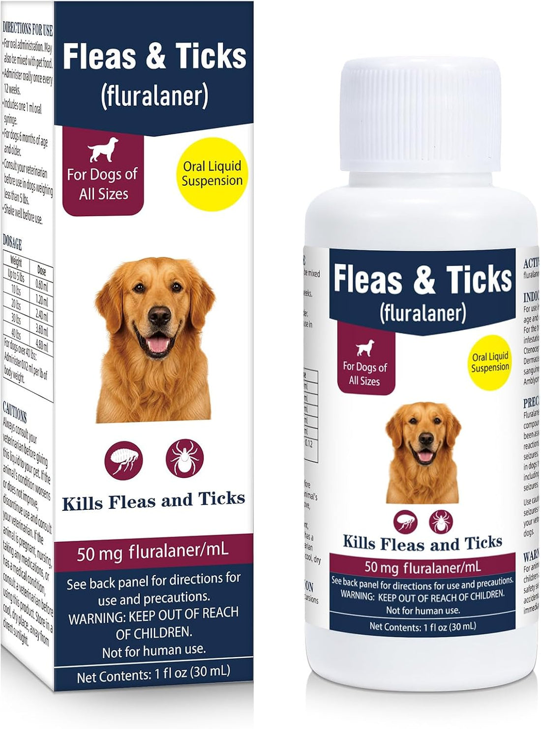 Flea & Tick Liquid Drops for Dogs, Oral Drops