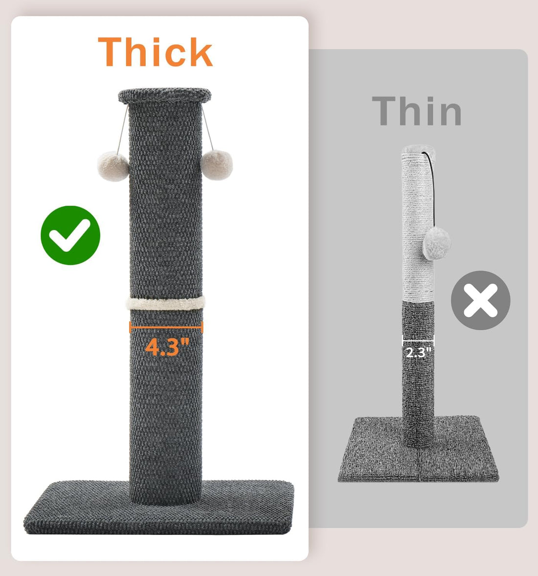 Made4Pets Tall Cat Scratching Post, Carpet Scratcher for Indoor Cats