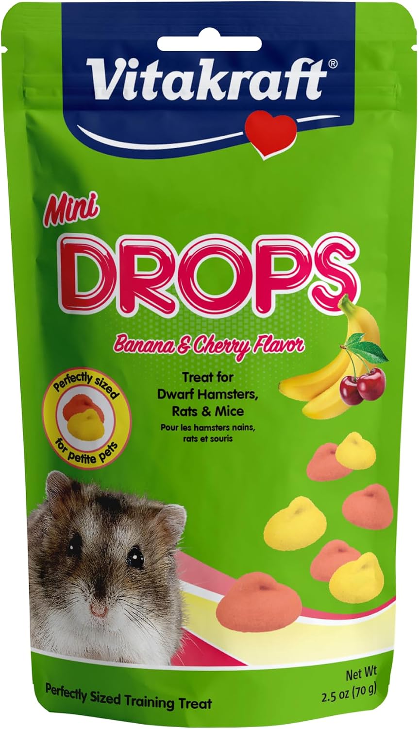 Vitakraft Mini Drops Dwarf Hamster/Rat/Mouse Treat Cherry-Banana 2.5