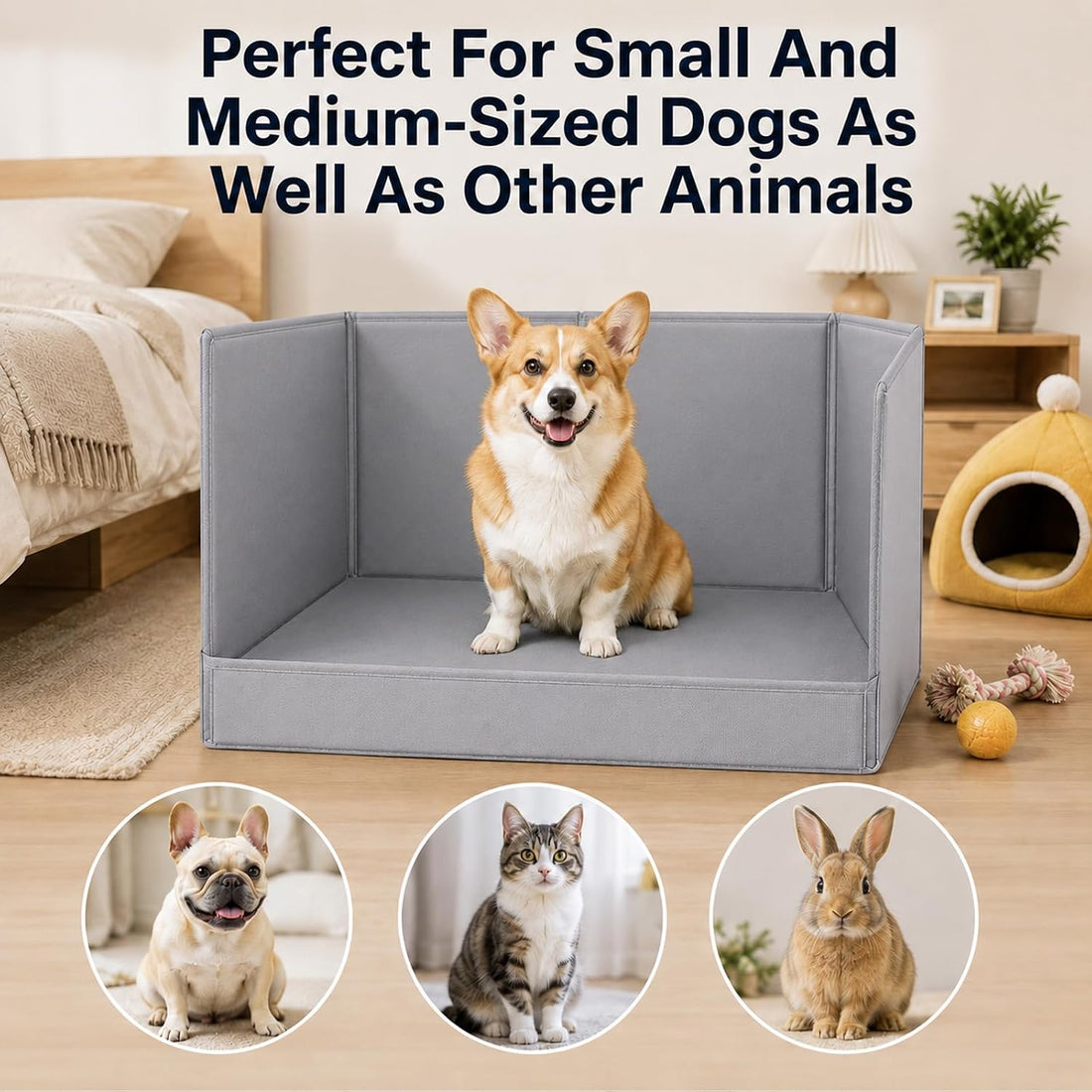 YAYODS Dog Litter Box Indoor with Wall