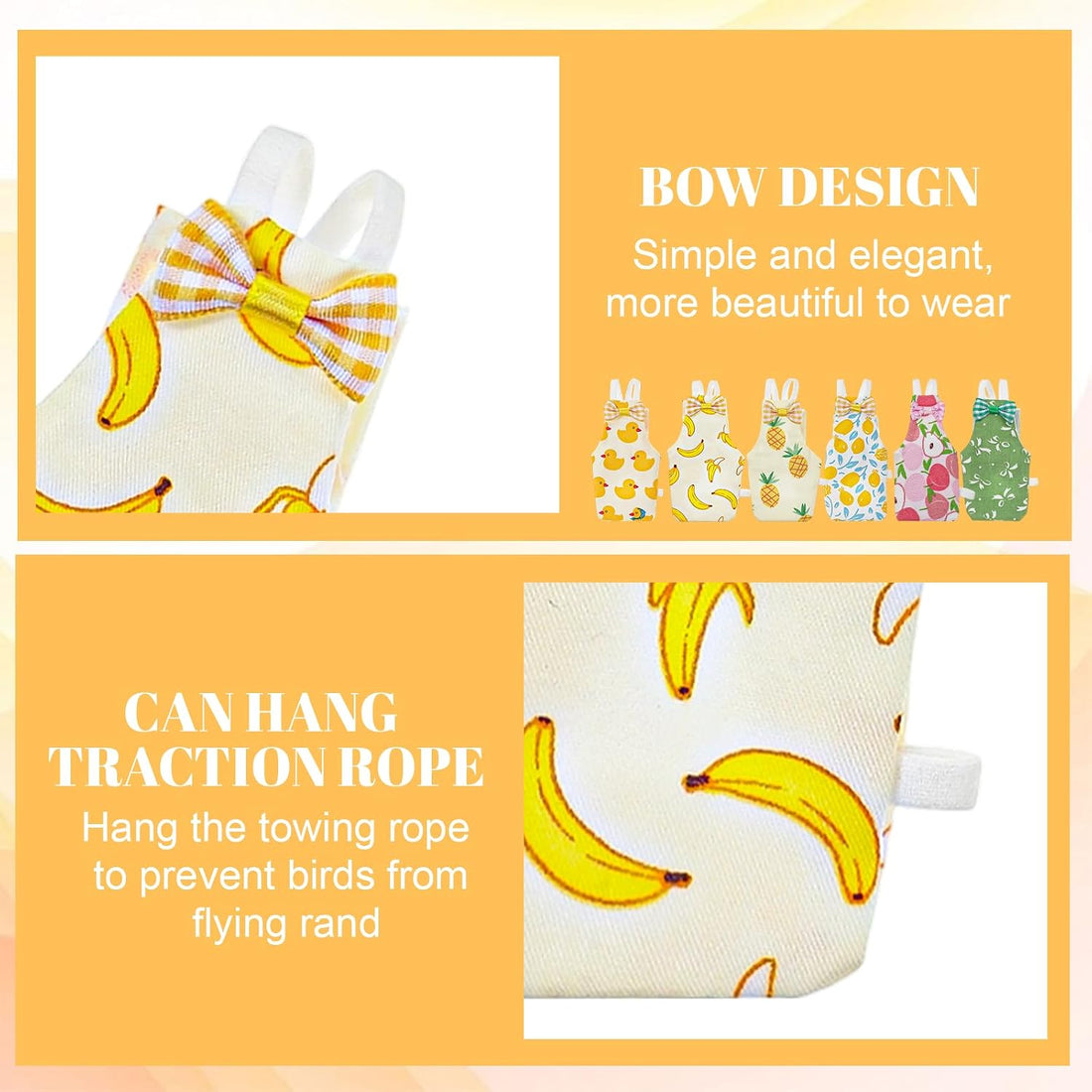 6Pcs Bird Diaper - Reusable Parrot Diapers with Waterproof Inner