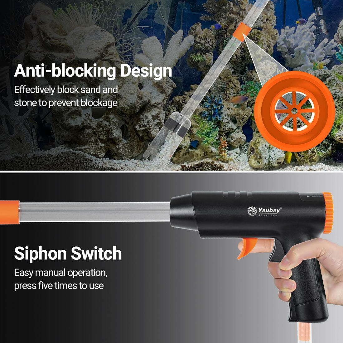 Yaubay 132GPH Manual Aquarium Gravel Cleaner