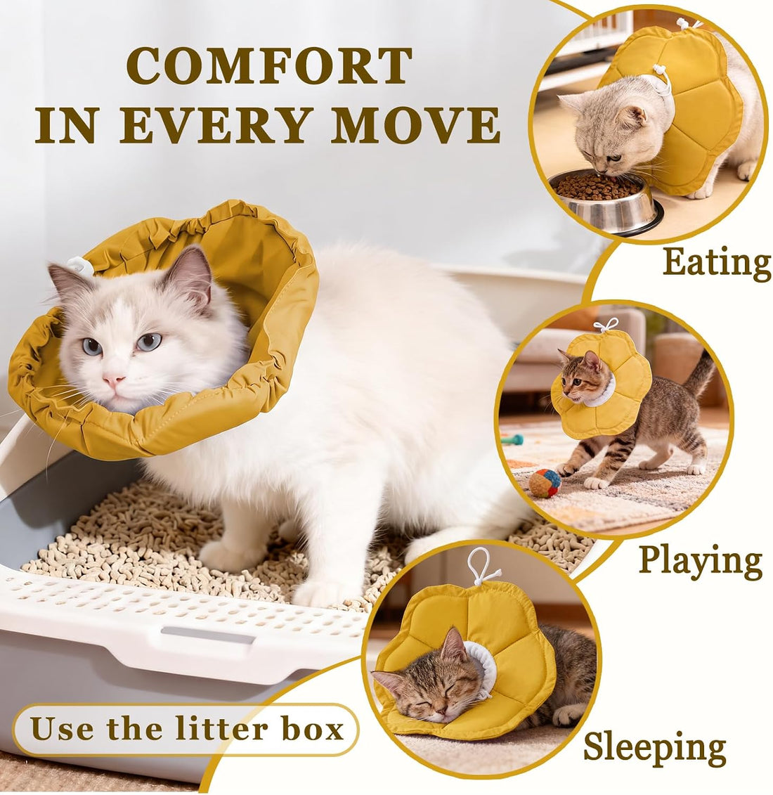 Tensho Flower Soft Cone for Cats, Purple Adjustable Elizabethan Collar