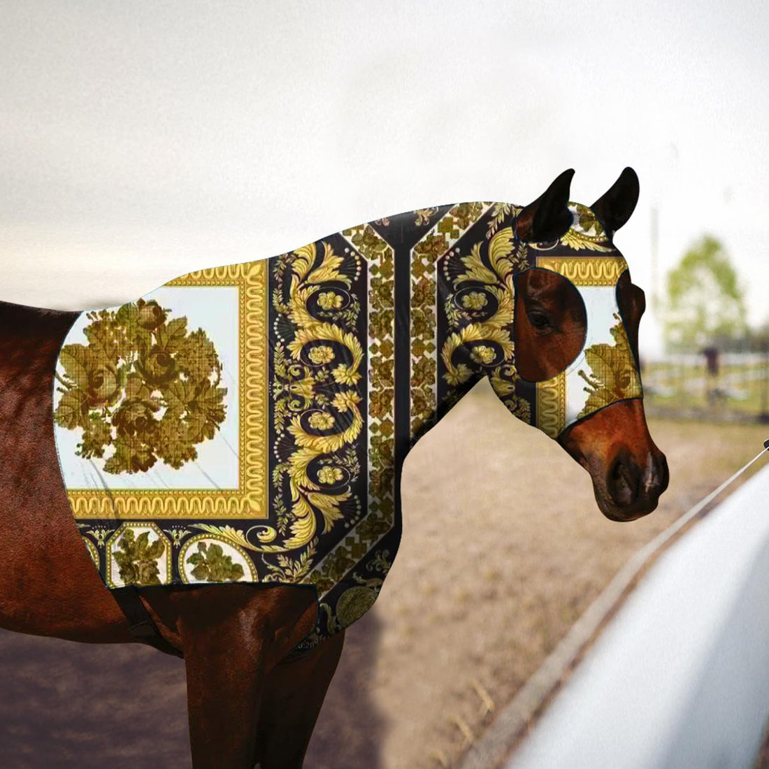Zippered Horse Stretch Hood Without Ears, M（Flower）