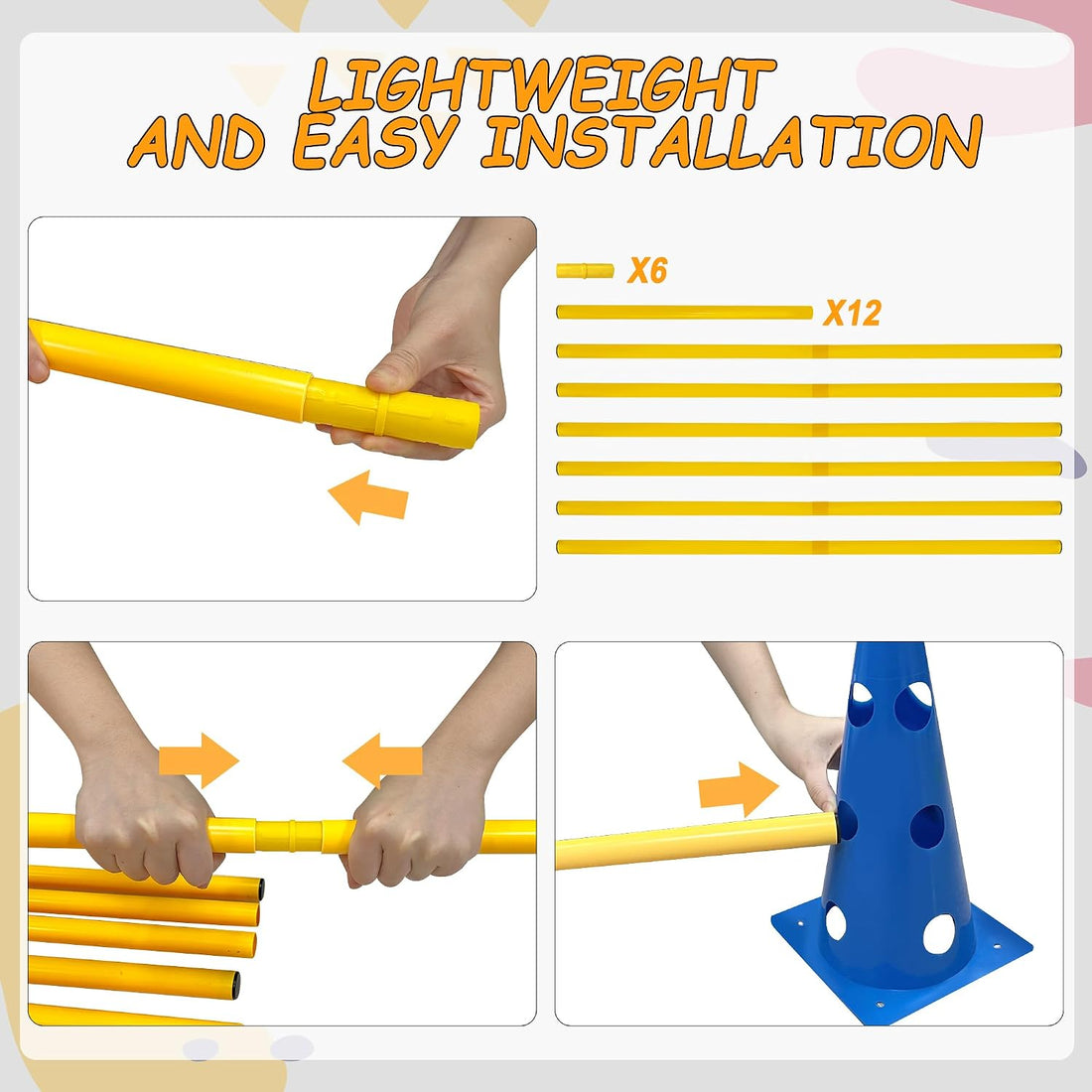 Dog Agility Hurdle Cone Set, Dog Agility Backyard Set Include Height