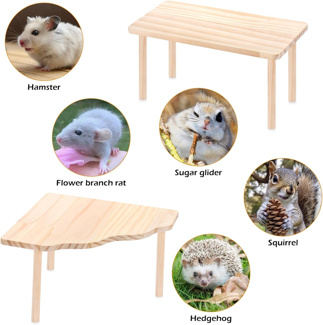 Hamster Play Wooden Platform，2-Piece ，Hamster Cage Accessories Toy Set