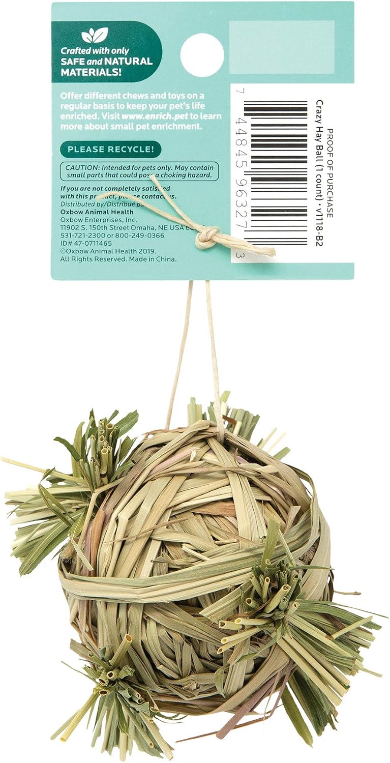 Oxbow Crazy Hay Ball, Rabbit & Guinea Pig Toys, Bunny Enrichment Toys