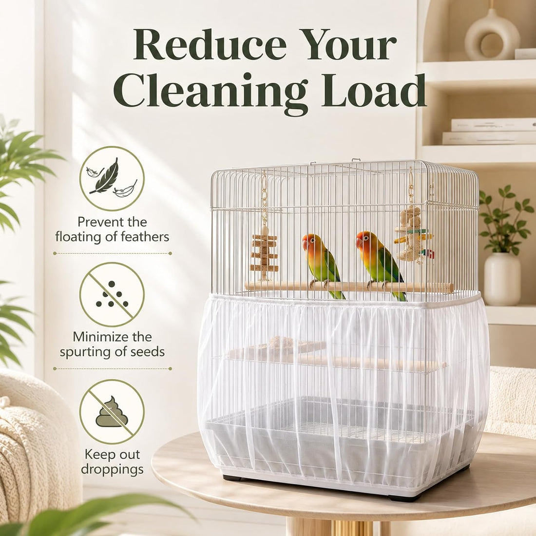 Large Bird Cage Seed Catcher Universal Bird Cages Net Cover