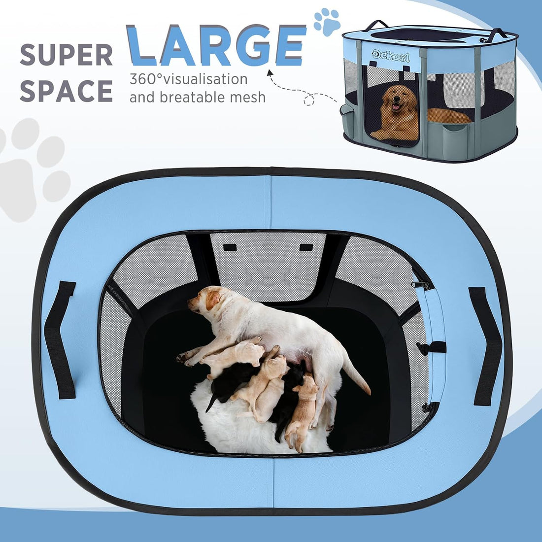 Foldable Pet Playpen, Portable Crate for Dogs & Cats