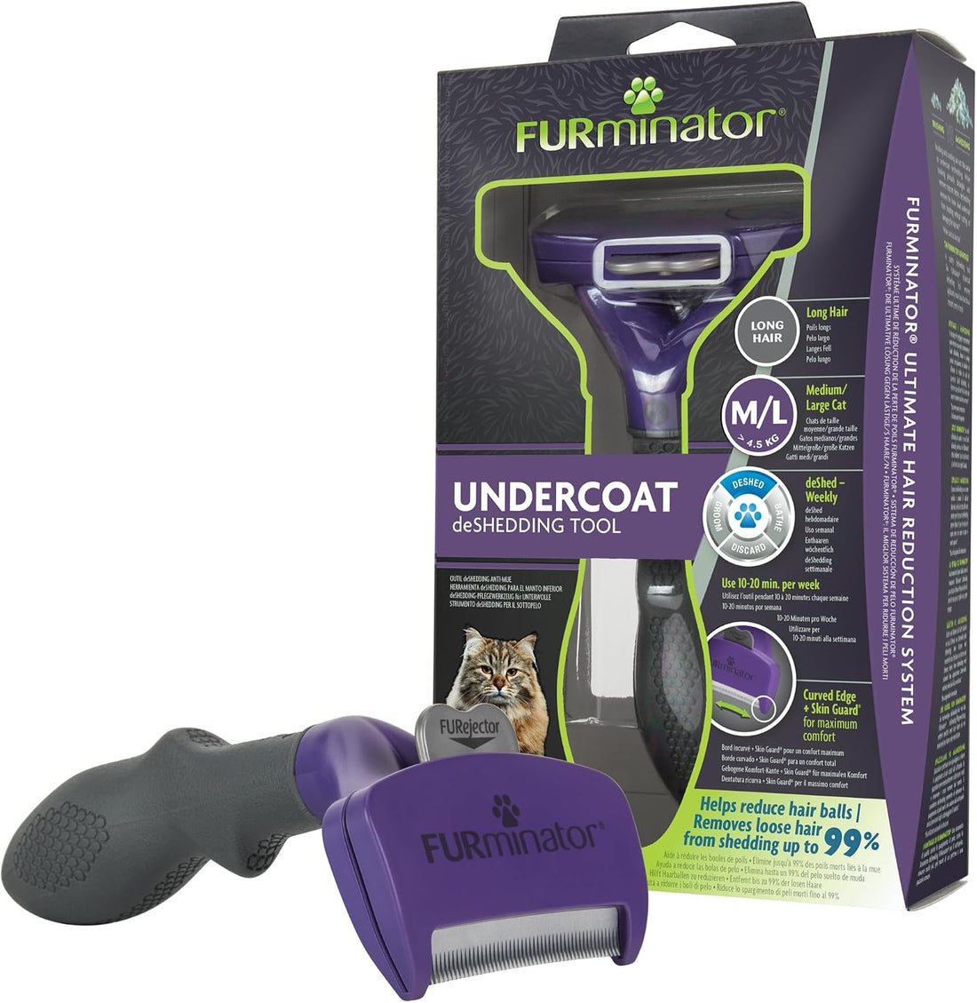 FURminator Undercoat deShedding Tool for Medium/Large Long Hair Cats