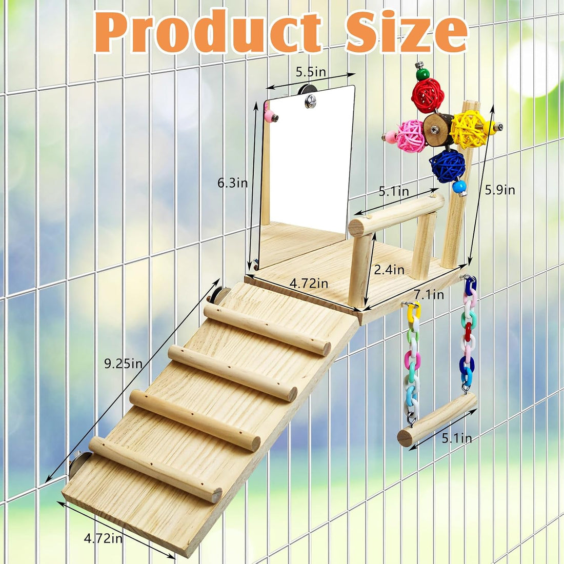 BNOSDM Bird Perch Platform with Mirror