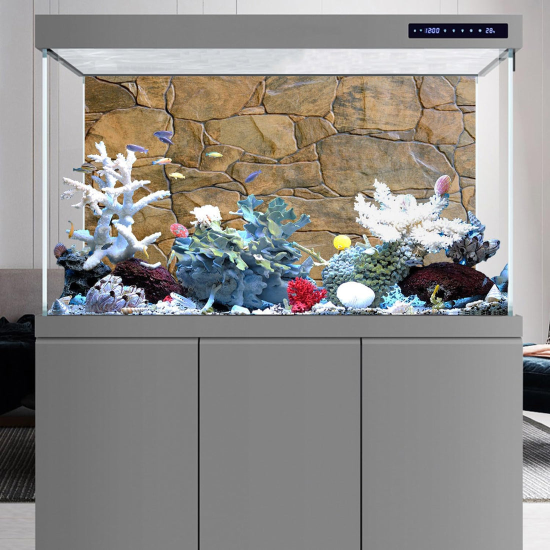 Stone Aquarium Backdrop Rock Wall Fish Tank Background 72x24