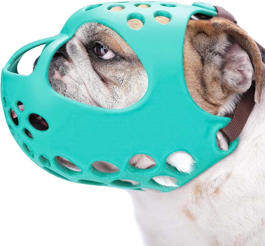 BARKLESS Frenchie Muzzle for Biting, Breathable Short Snout Dog Muzzle