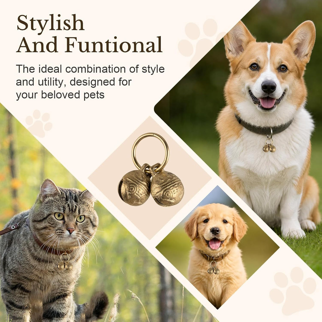 Copper Bells for Dog Collars,Brass Dog Bells