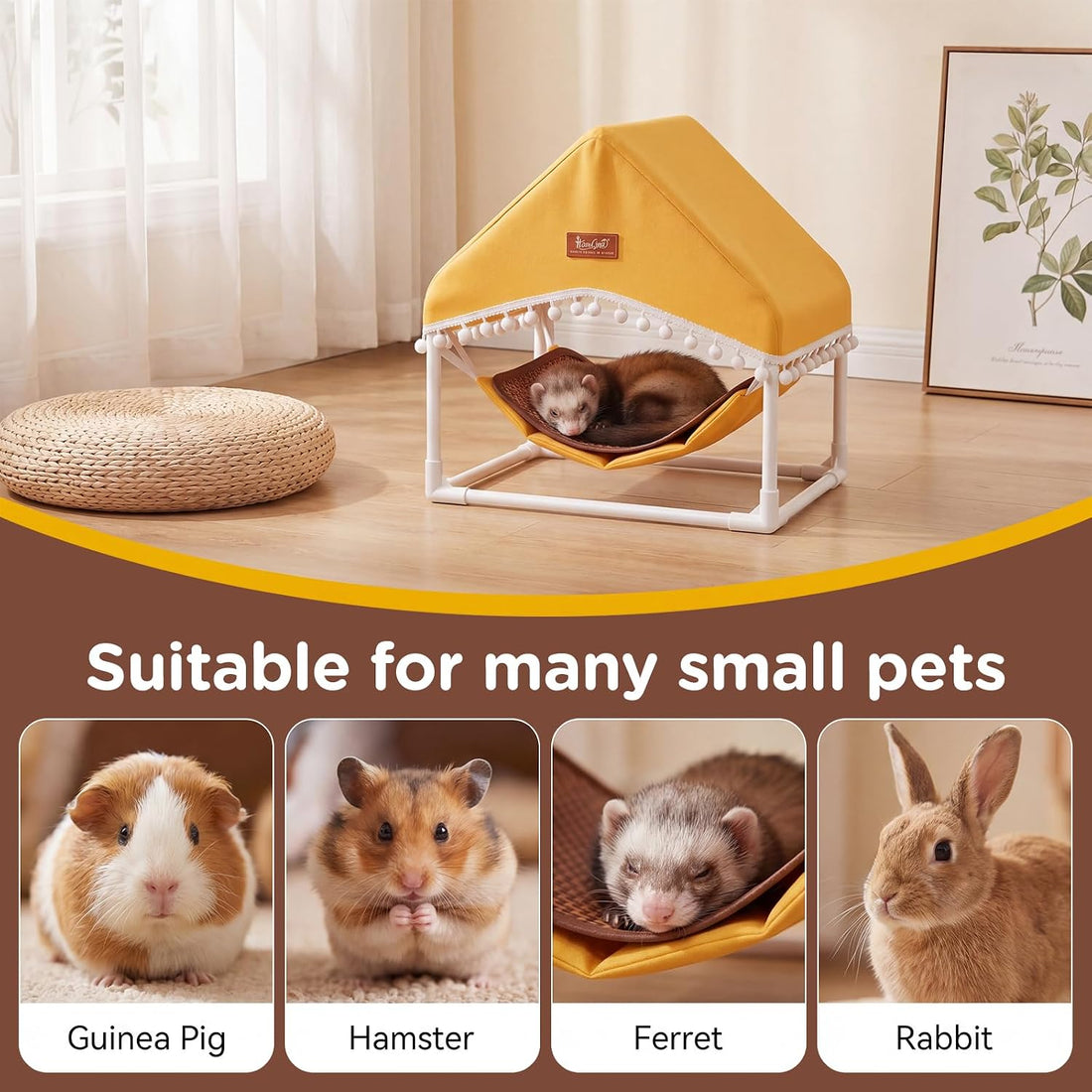 Guinea Pig Hammock with Stand,Hamster Hideout House