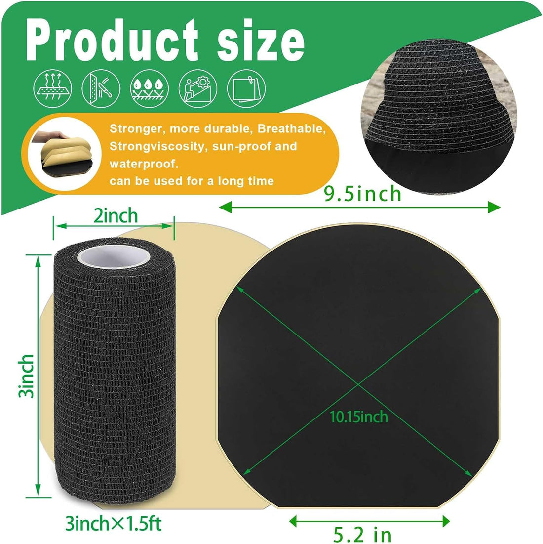 15 Pack Horse Hoof Tape with 3 Rolls of Vet Wrap