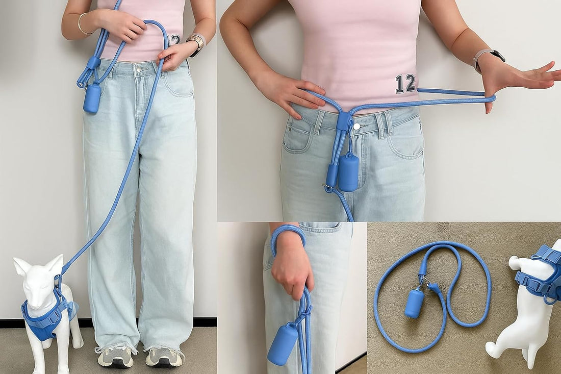 Cheech&Co Hands Free Dog Leash with Poop Bag Holder - for Walking