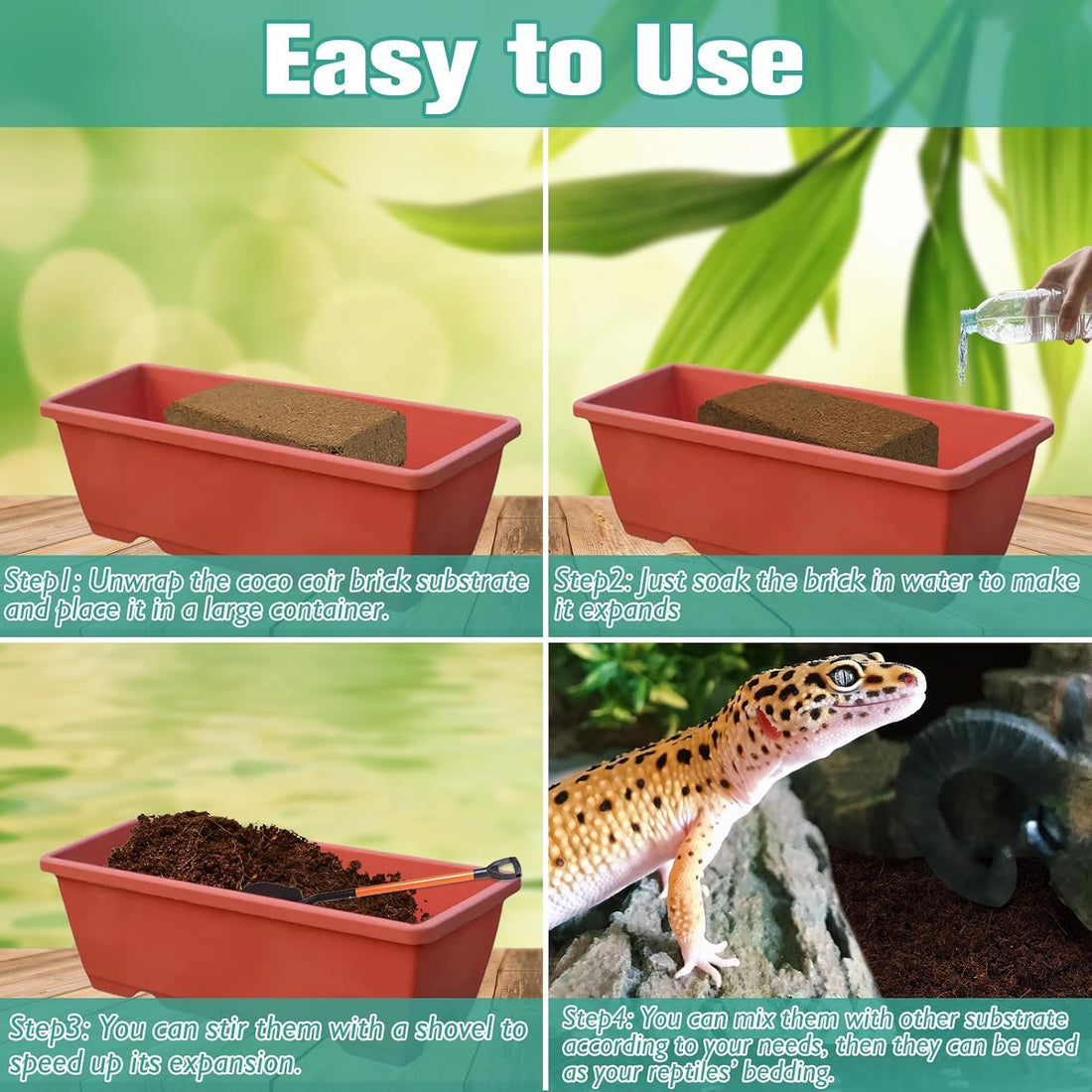 Halatool 2 Pack Compressed Coconut Fiber Substrate for Reptiles