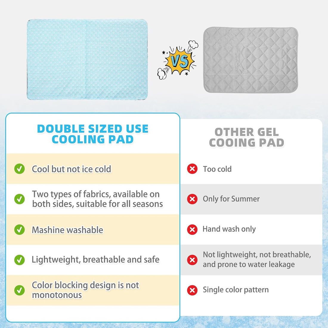 Cat Cooling Mat, Cooling Pad for Dogs Cats with Ice Gel Bag to Stay