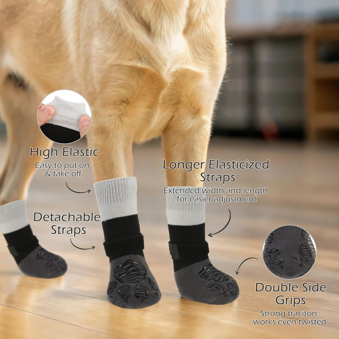 EXPAWLORER Anti Slip Dog Socks to Prevent Licking Paws,Anti Off Dog